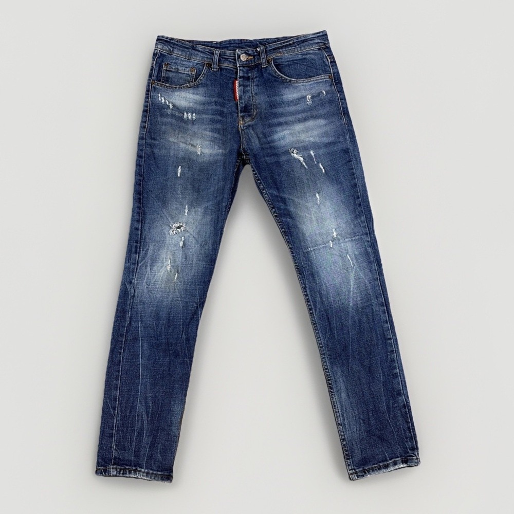 Dsquared2 Jeans Men's Size 48 Blue Denim Slim Fit  Distressed Made In Italy